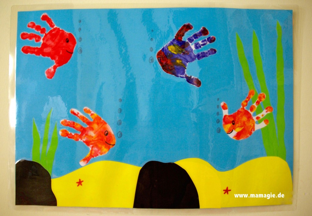 Aquarium mit Handabdruckfischen