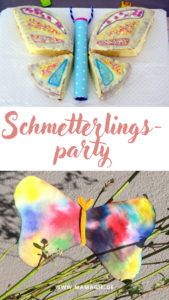 Viele Ideen zum Schmetterlings-Kindergeburtstag inkl. Schmetterlingstorte, Spielideen, Buffetideen und Bateleien.