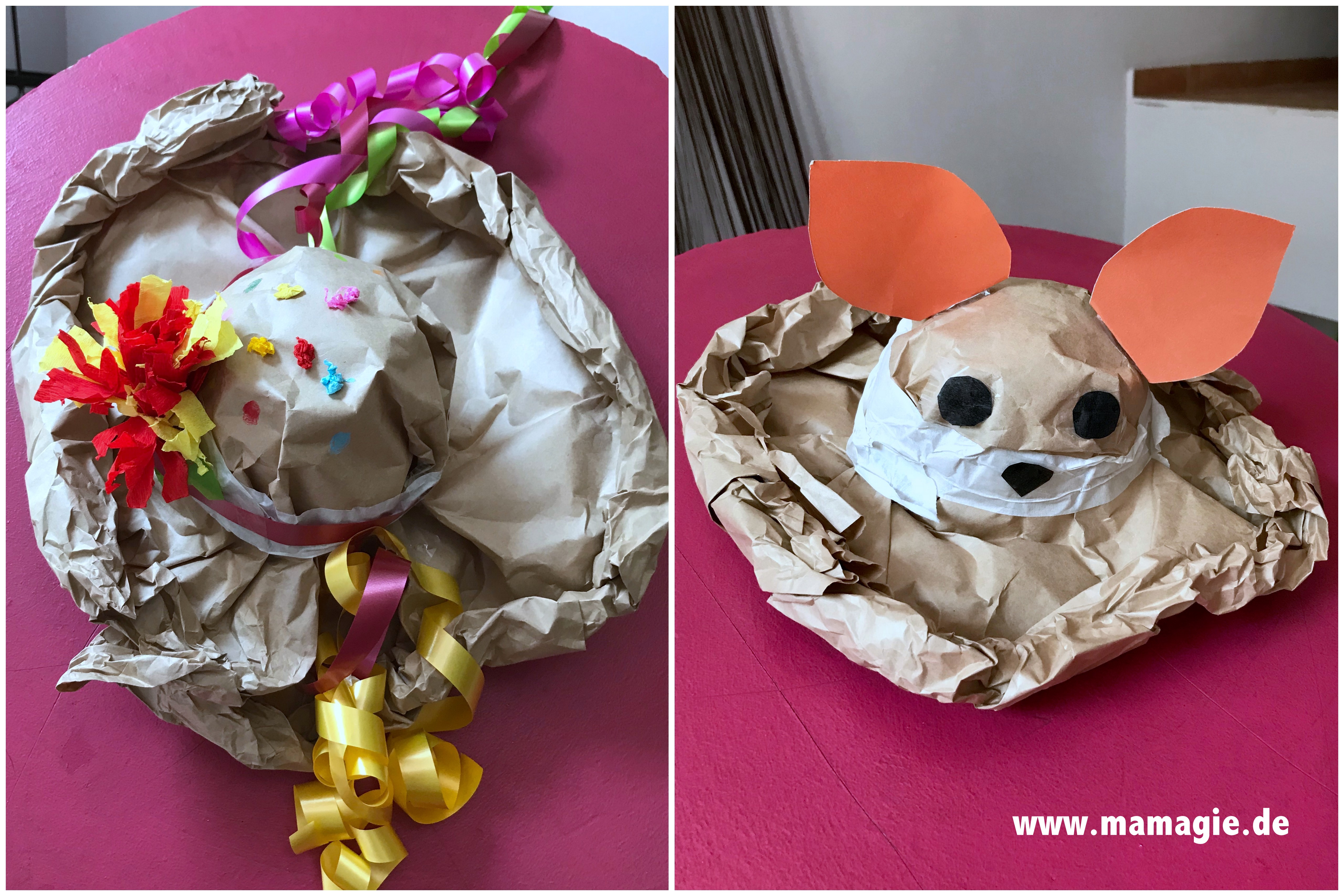 Tierhut oder Sonnenhut aus Packpapier mit Kindern basteln